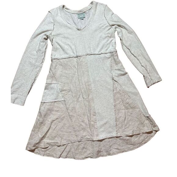 Maeve Anthropologie lagenlook Northward Swing Dress Patchwork Neutral Linen Cott - Picture 7 of 12